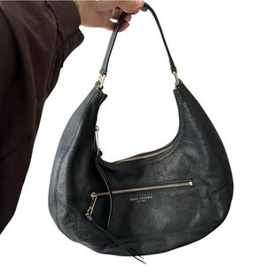 Black Marc Jacobs Pebbled Leather Crescent Hobo Bag